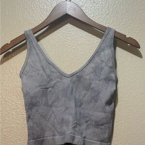 Gray Ribbed Women's Top